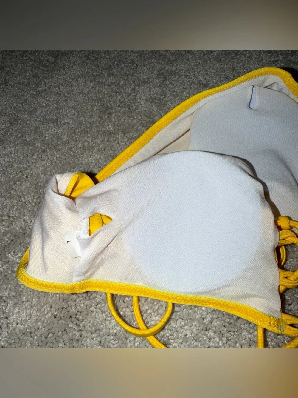 Women's Yellow Lace-Up Bikini Top - Unbranded